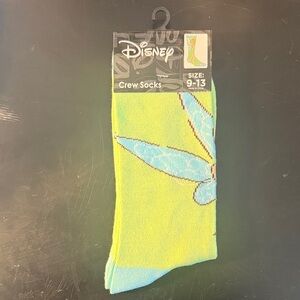 New- size 9-13 Disney Lime and Blue Tinkerbell Crew Socks